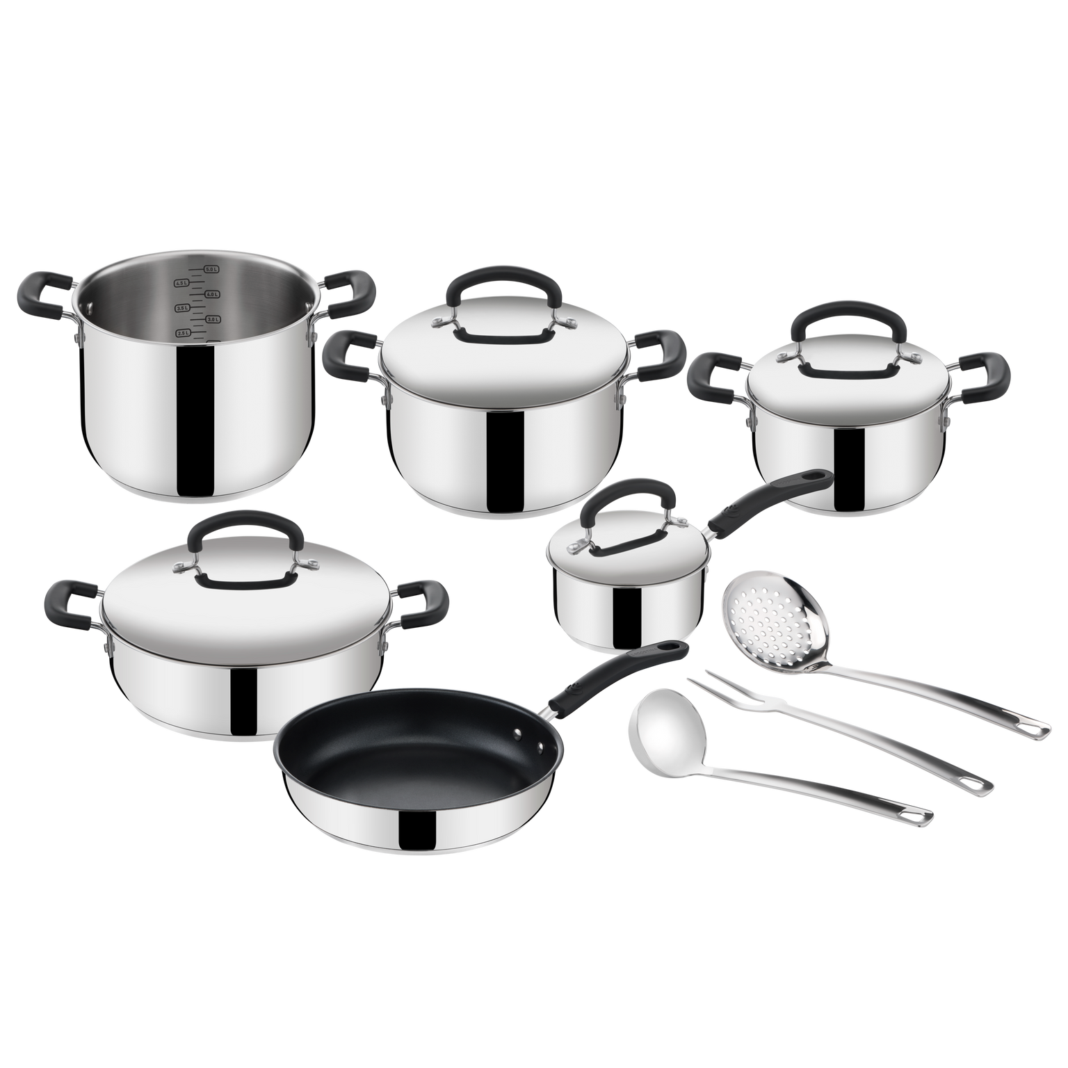 Pratica, acciaio inox, induzione e gas, Set 13 pezzi