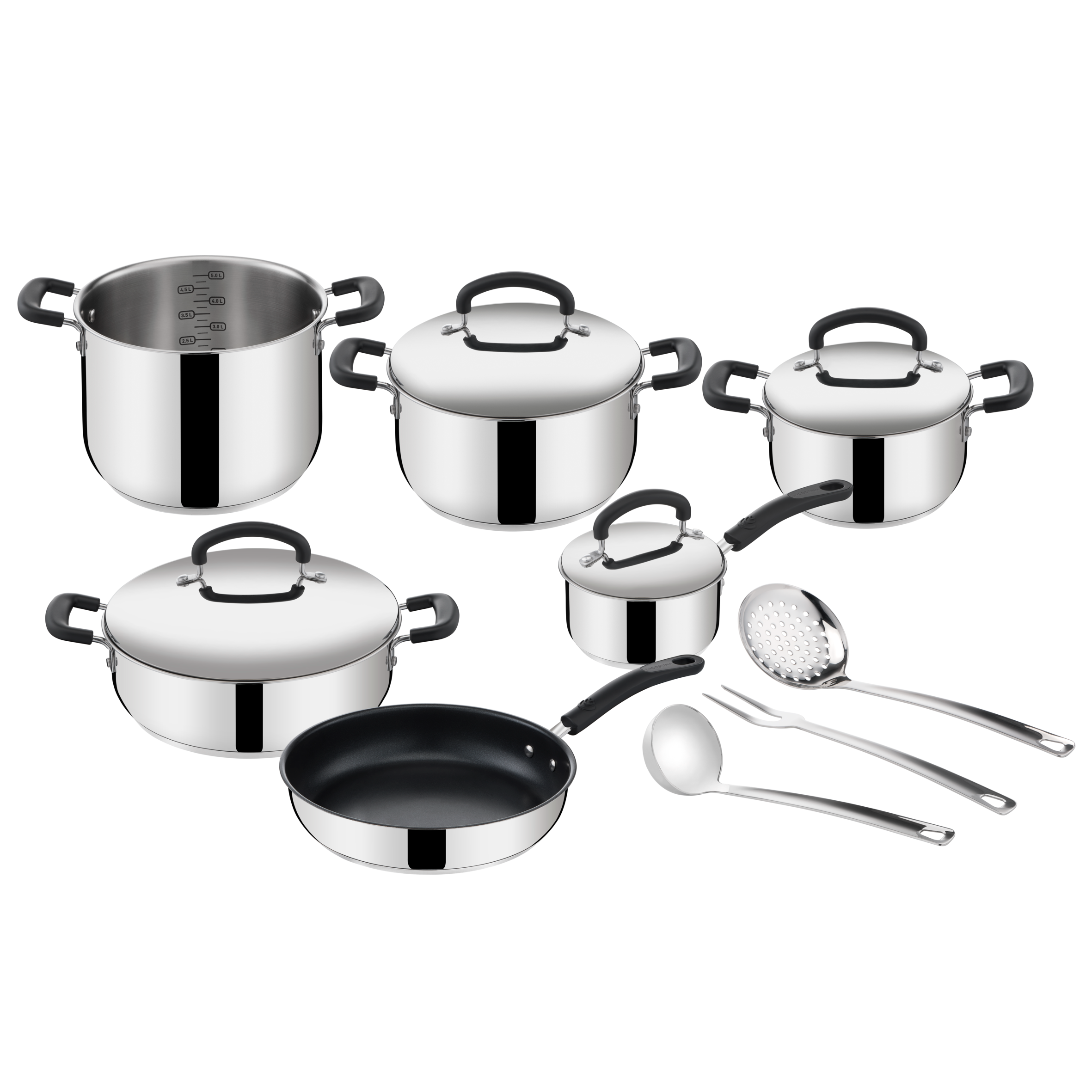 Pratica, acciaio inox, induzione e gas, Set 13 pezzi
