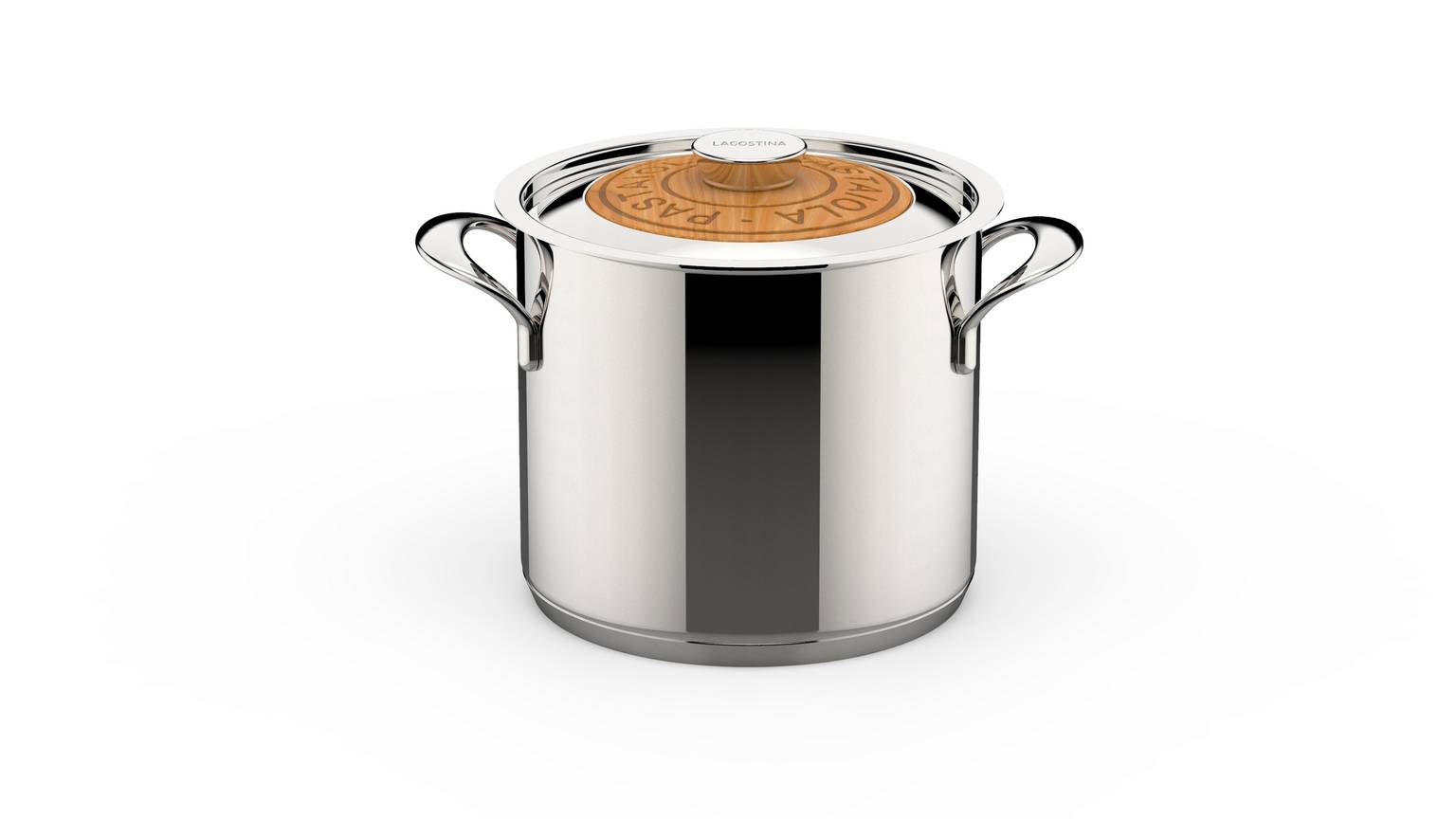 Emozione, Pastaiola®, Acciaio inox, induzione e gas, coperchio in legno di ciliegio, 20 cm