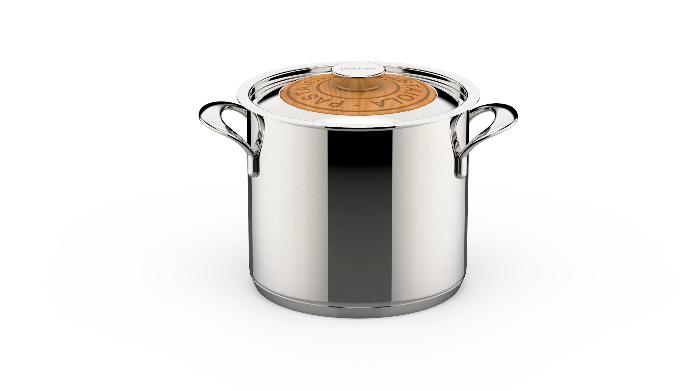 Emozione, Pastaiola®, Acciaio inox, induzione e gas, coperchio in legno di ciliegio, 20 cm