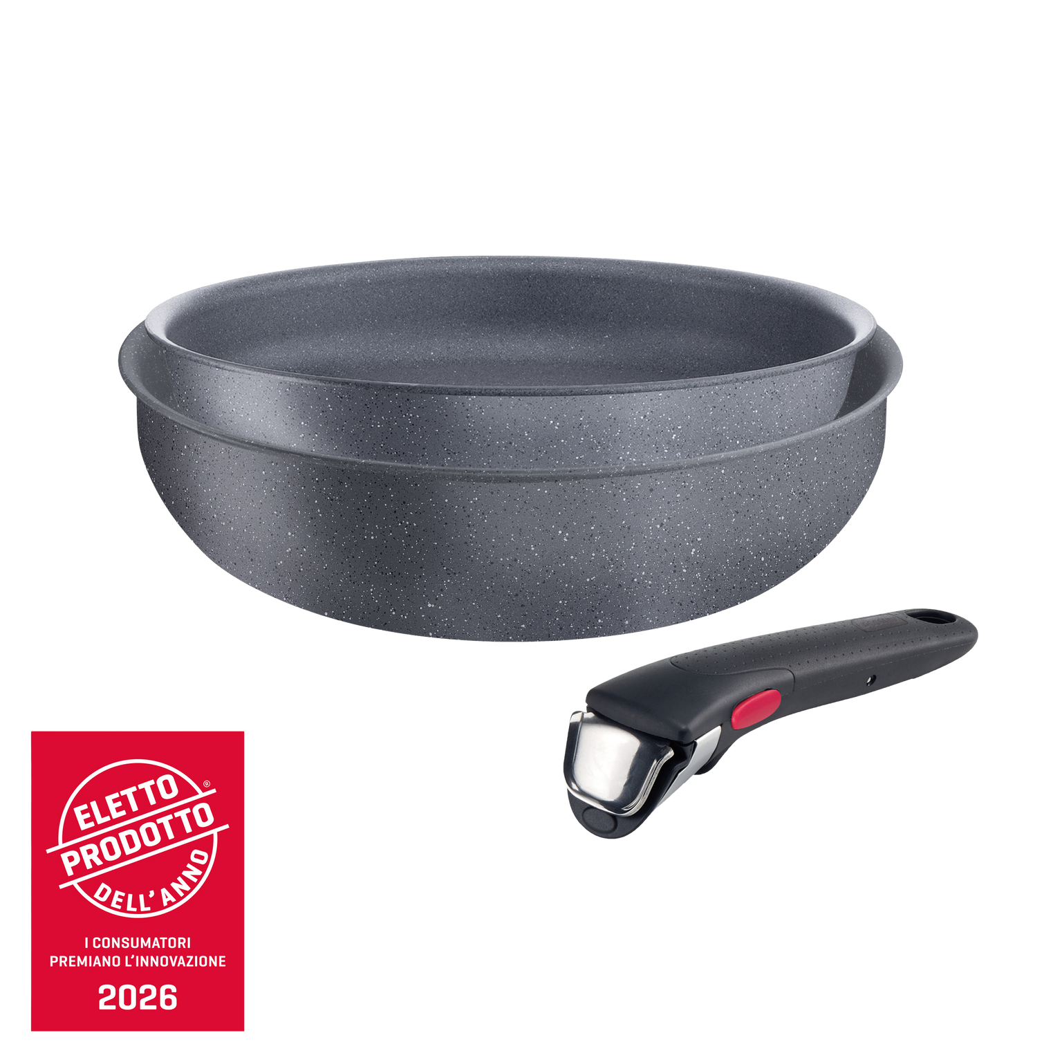 Ingenio Mineralis, Set padelle, Antiaderente, Manico rimovibile, Induzione e gas, 3 pz.
