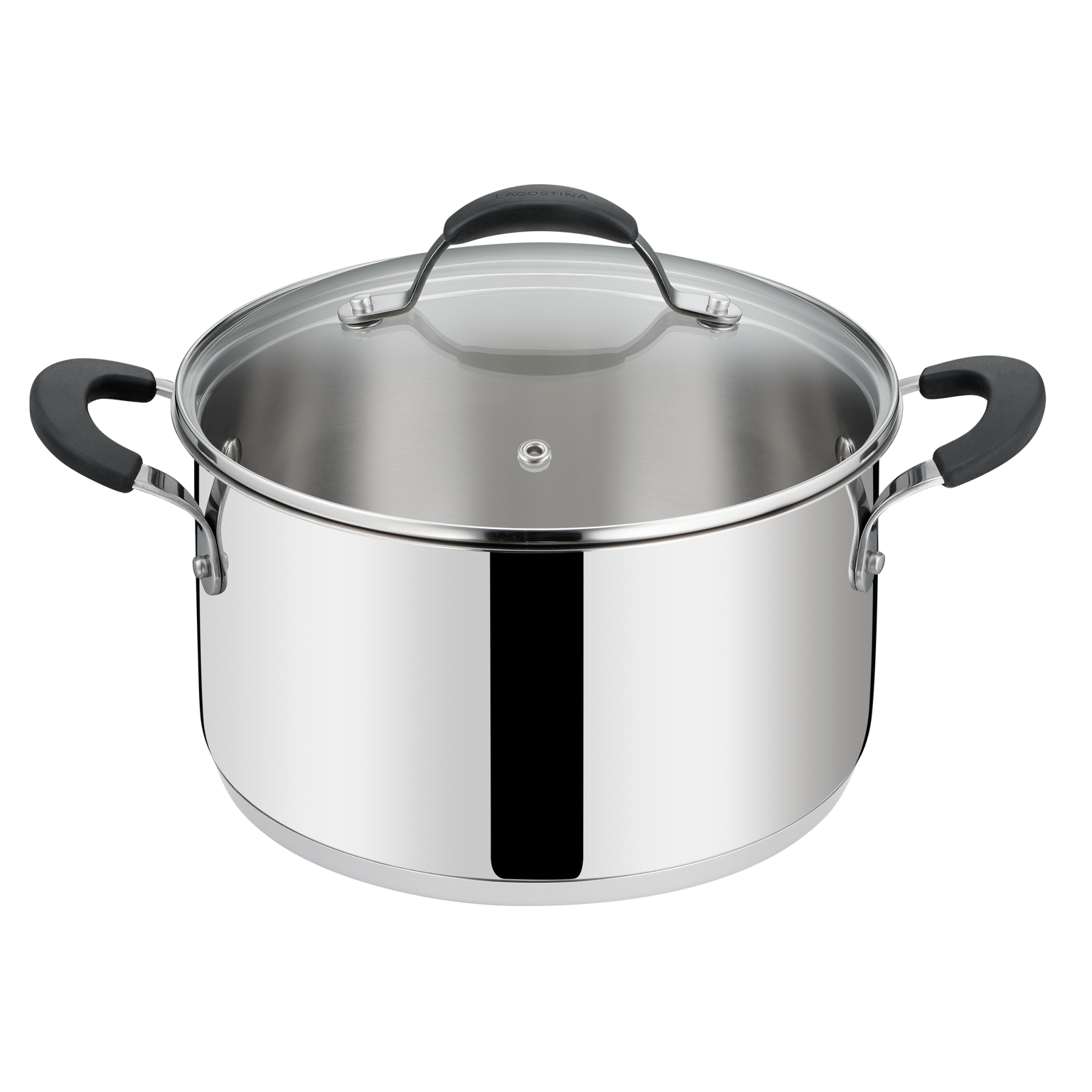 Tempra, acciaio inox, induzione e gas, Casseruola fonda 2 maniglie con coperchio, cm 20