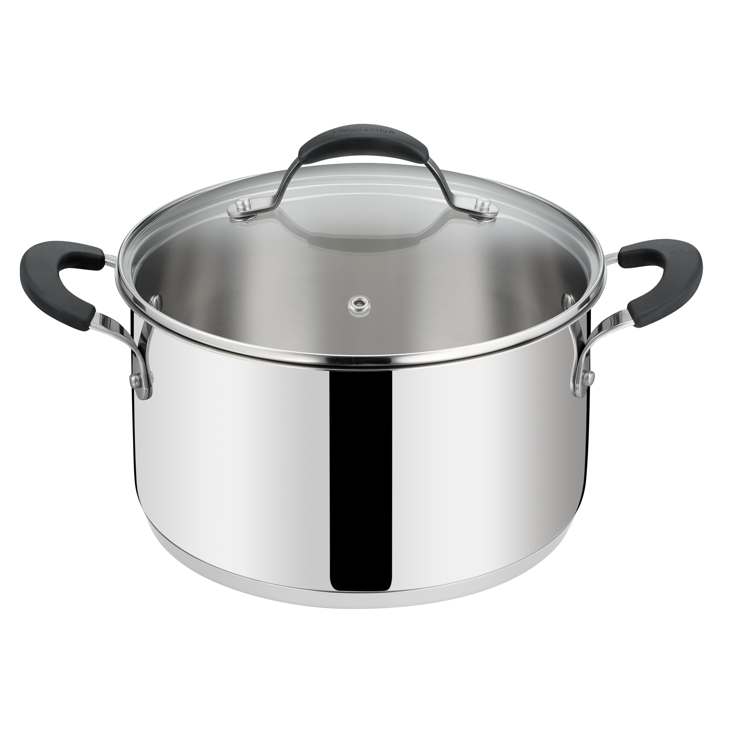 Tempra, acciaio inox, induzione e gas, Casseruola fonda 2 maniglie con coperchio, cm 20