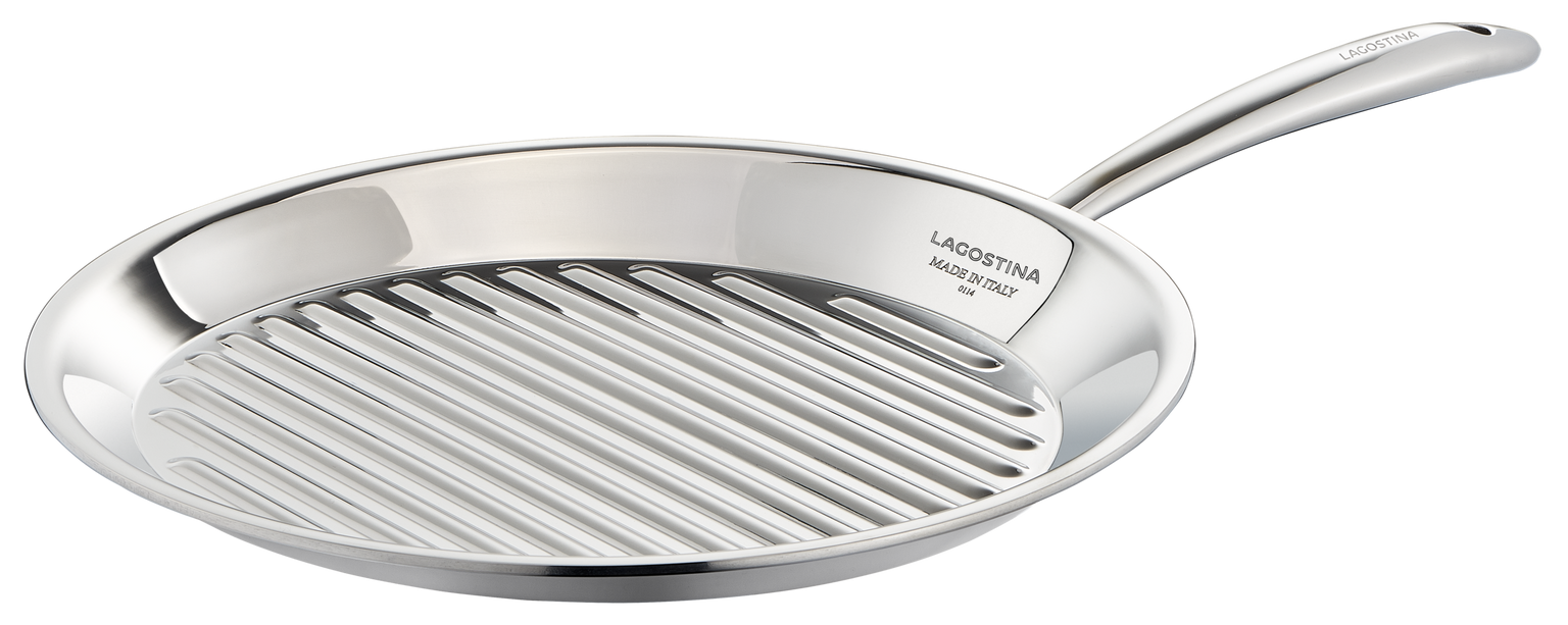 Accademia Lagofusion®, acciaio inox 3 ply, induzione e gas, grill tondo, cm 28